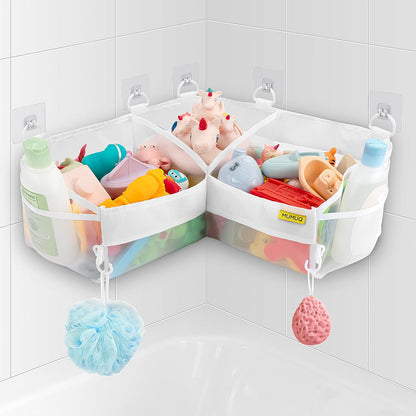 3 Compartments Bath Toy Storage Corner Bath Toy Holder for Bathtub