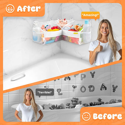 3 Compartments Bath Toy Storage Corner Bath Toy Holder for Bathtub