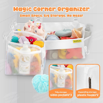 3 Compartments Bath Toy Storage Corner Bath Toy Holder for Bathtub