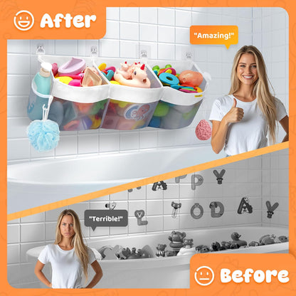 3 Compartments Bath Toy Storage Corner Bath Toy Holder for Bathtub