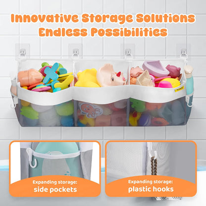 3 Compartments Bath Toy Storage Corner Bath Toy Holder for Bathtub