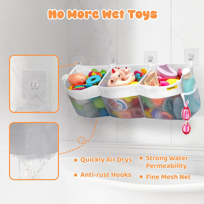 3 Compartments Bath Toy Storage Corner Bath Toy Holder for Bathtub