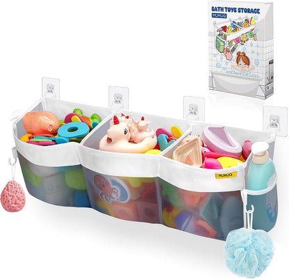 3 Compartments Bath Toy Storage Corner Bath Toy Holder for Bathtub