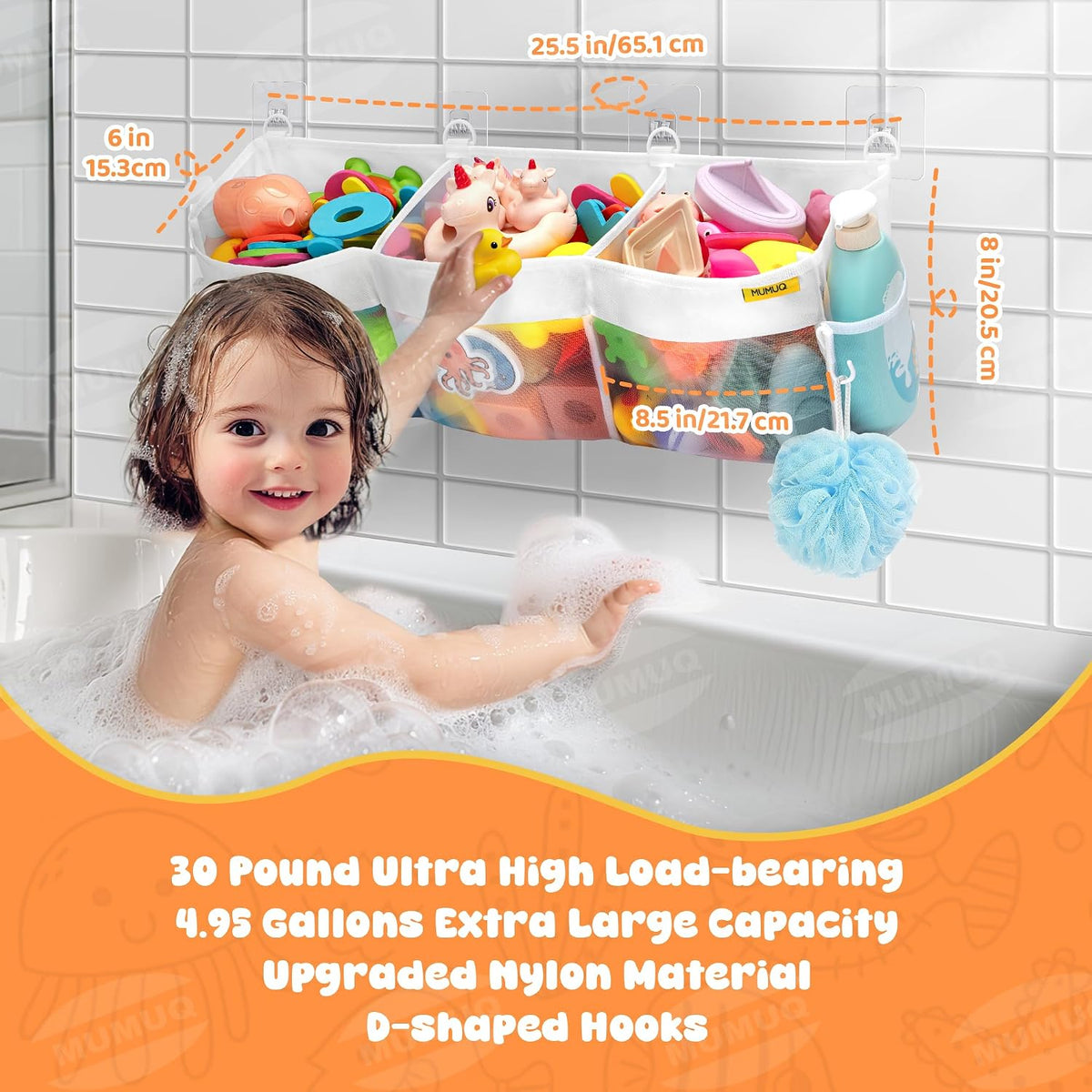 3 Compartments Bath Toy Storage Corner Bath Toy Holder for Bathtub