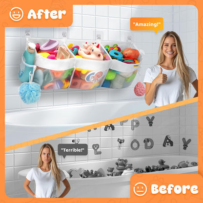 3 Compartments Bath Toy Storage Corner Bath Toy Holder for Bathtub