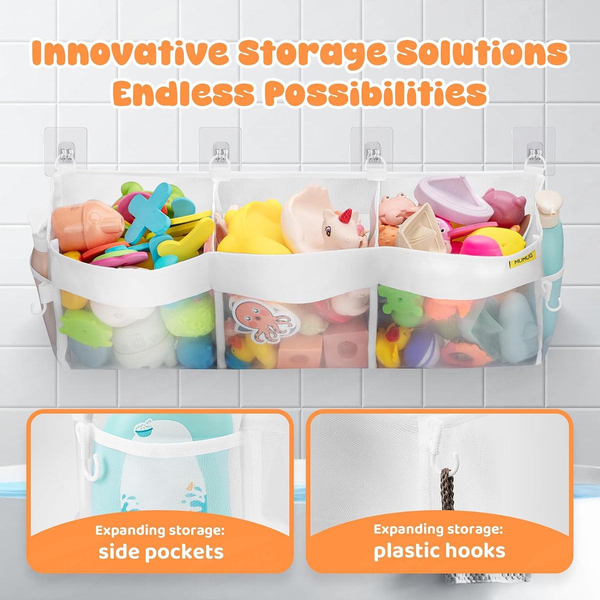 3 Compartments Bath Toy Storage Corner Bath Toy Holder for Bathtub