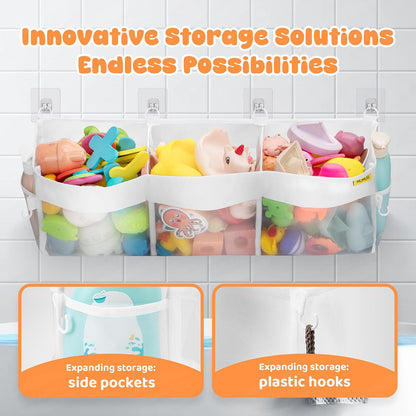 3 Compartments Bath Toy Storage Corner Bath Toy Holder for Bathtub