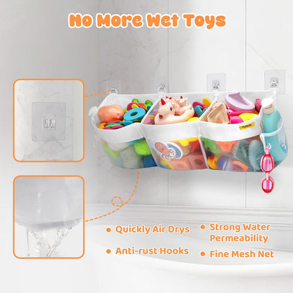 3 Compartments Bath Toy Storage Corner Bath Toy Holder for Bathtub