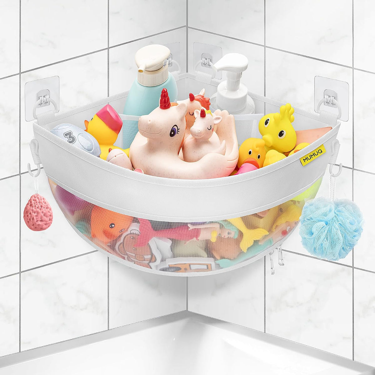 3 Compartments Bath Toy Storage Corner Bath Toy Holder for Bathtub