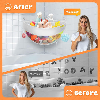3 Compartments Bath Toy Storage Corner Bath Toy Holder for Bathtub