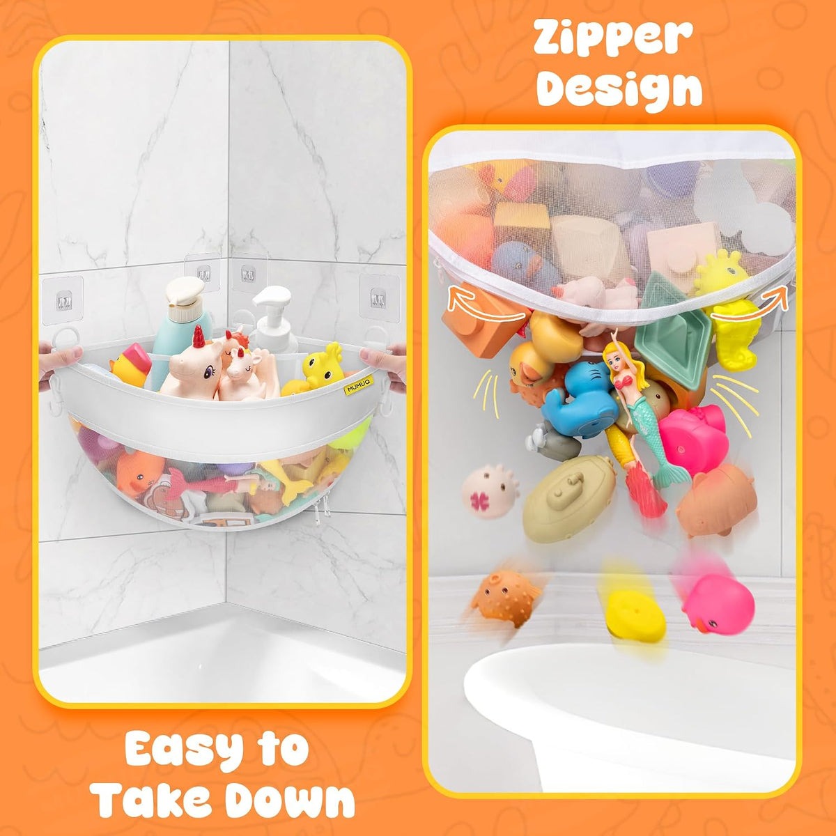 3 Compartments Bath Toy Storage Corner Bath Toy Holder for Bathtub