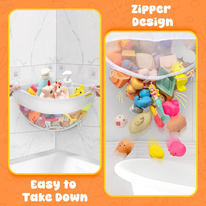 3 Compartments Bath Toy Storage Corner Bath Toy Holder for Bathtub