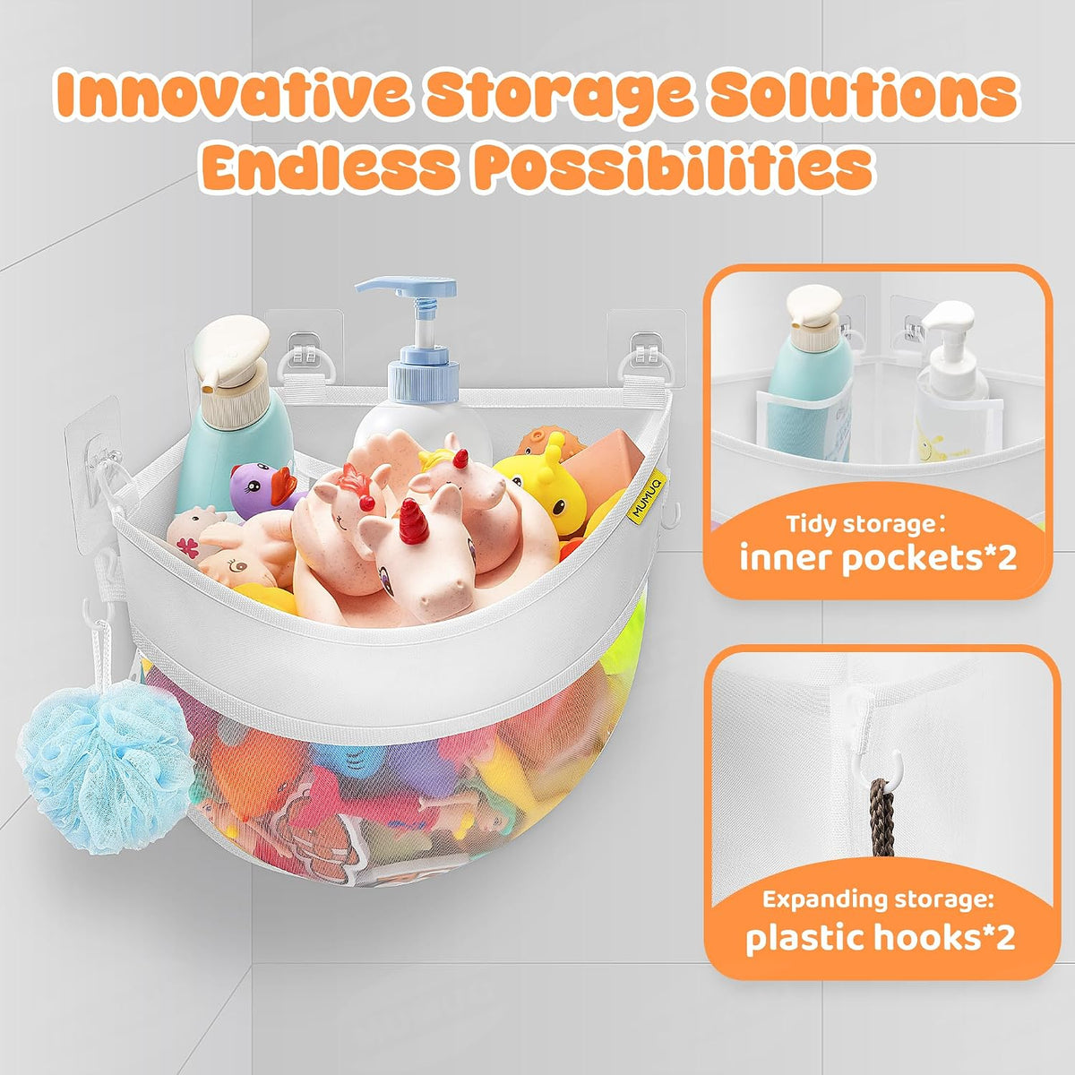 3 Compartments Bath Toy Storage Corner Bath Toy Holder for Bathtub