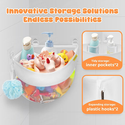 3 Compartments Bath Toy Storage Corner Bath Toy Holder for Bathtub