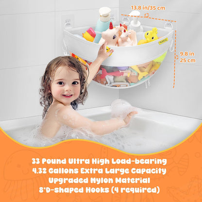 3 Compartments Bath Toy Storage Corner Bath Toy Holder for Bathtub