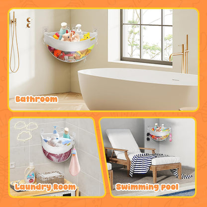 3 Compartments Bath Toy Storage Corner Bath Toy Holder for Bathtub