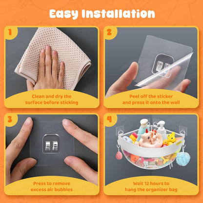 3 Compartments Bath Toy Storage Corner Bath Toy Holder for Bathtub