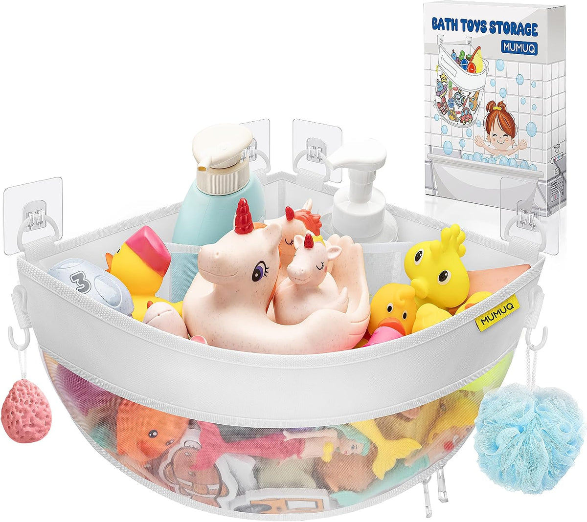 3 Compartments Bath Toy Storage Corner Bath Toy Holder for Bathtub