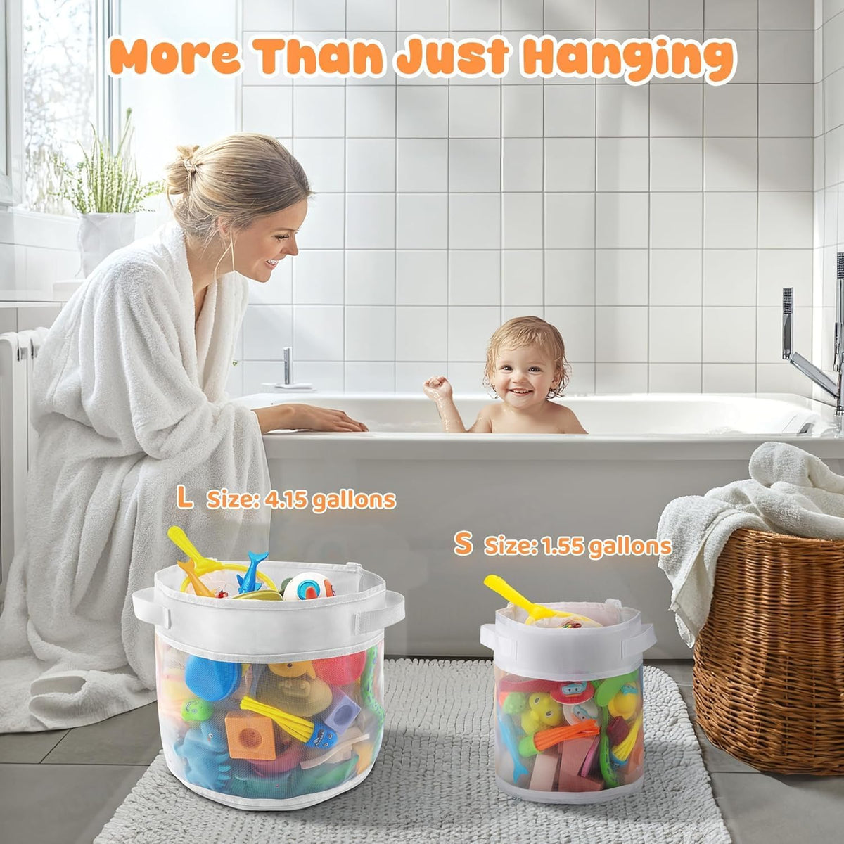 3 Compartments Bath Toy Storage Corner Bath Toy Holder for Bathtub