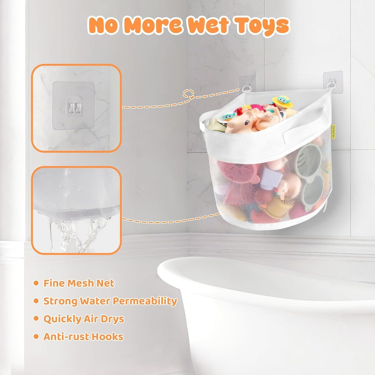 3 Compartments Bath Toy Storage Corner Bath Toy Holder for Bathtub