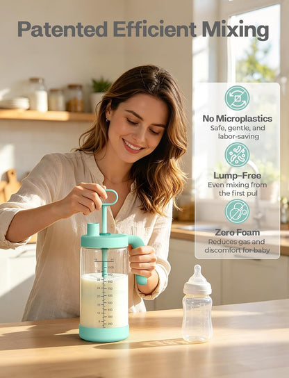 32oz Glass Formula Mixing Pitcher, Borosilicate Breastmilk Mixer, BPA-Free
