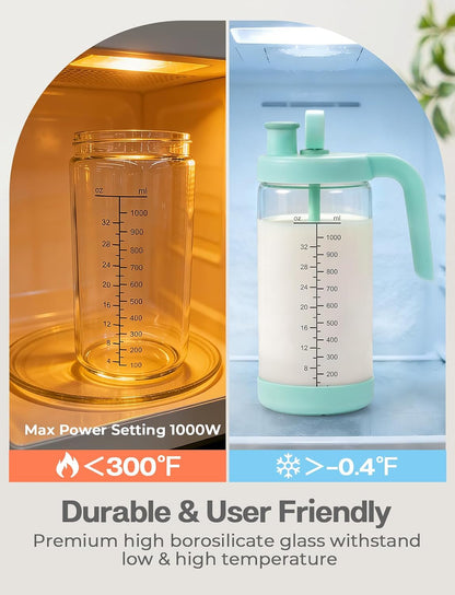32oz Glass Formula Mixing Pitcher, Borosilicate Breastmilk Mixer, BPA-Free