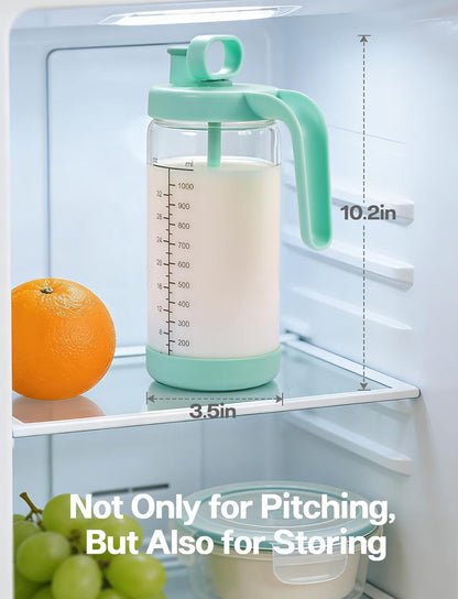 32oz Glass Formula Mixing Pitcher, Borosilicate Breastmilk Mixer, BPA-Free