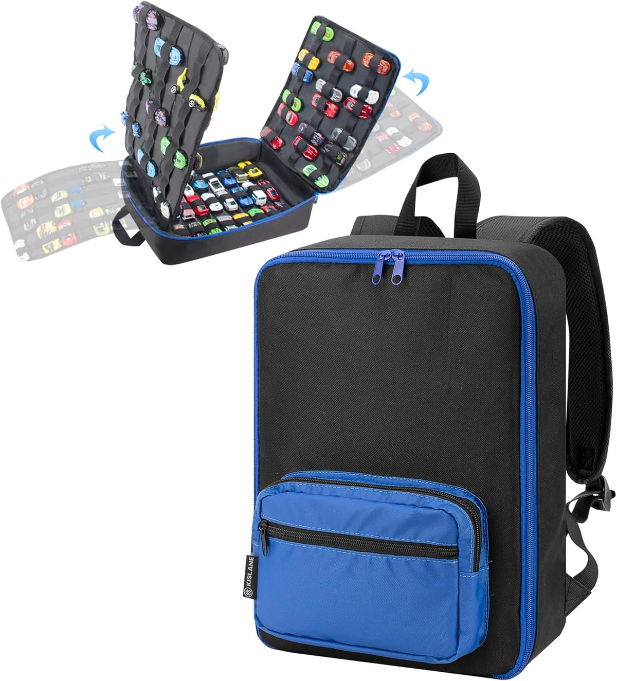 Toy Car Storage Backpack, Diecast Organizer 108 Slots (Black)