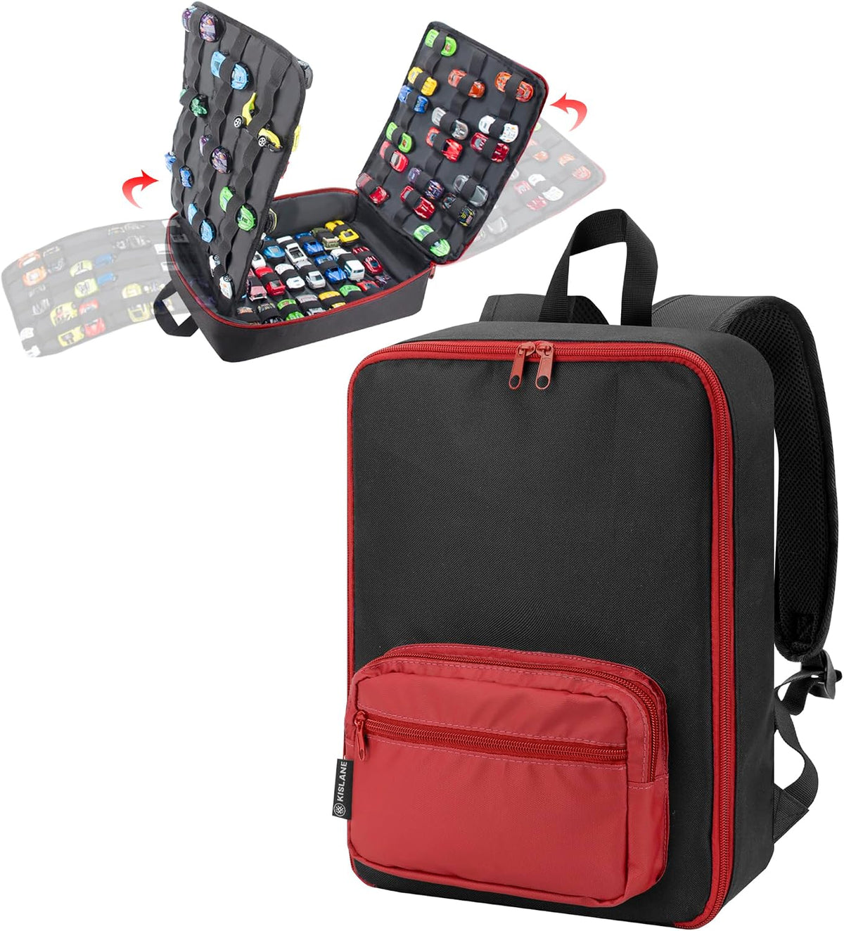 Toy Car Storage Backpack, Diecast Organizer 108 Slots (Black)