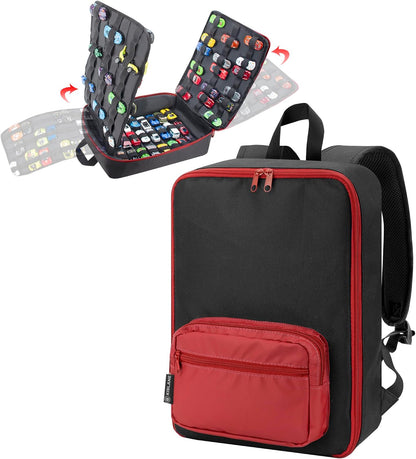 Toy Car Storage Backpack, Diecast Organizer 108 Slots (Black)