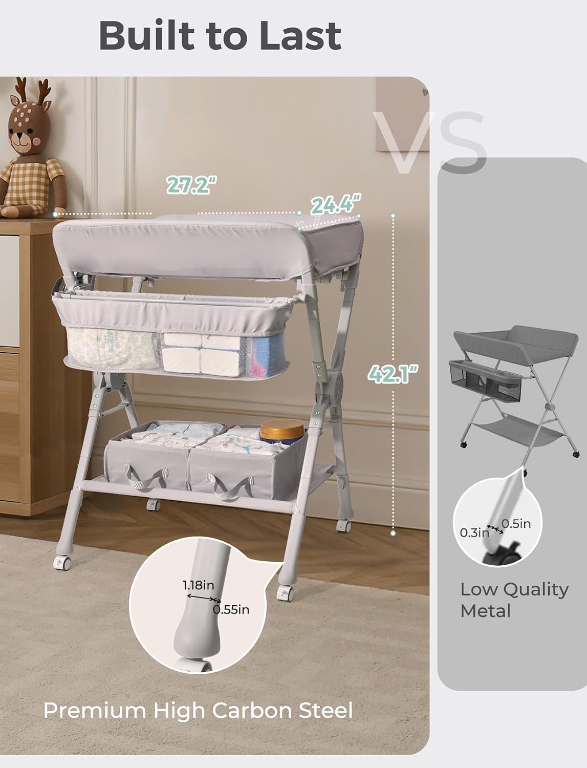 Baby Changing Table, Auto Warmer Portable Folding Changing Table