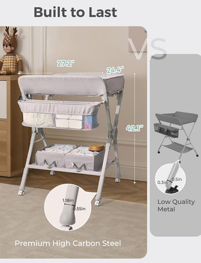 Baby Changing Table, Auto Warmer Portable Folding Changing Table