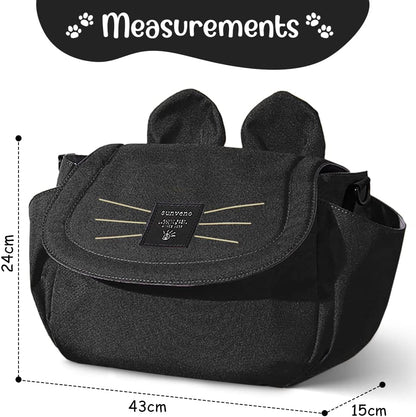 Universal Stroller Organizer Bag with 2 Cup Holders, Cute Kitty Baby Stroller Caddy, Waterproof Storage Organizer with Adjustable Straps, Fits Most Strollers, Prams & Pushchairs