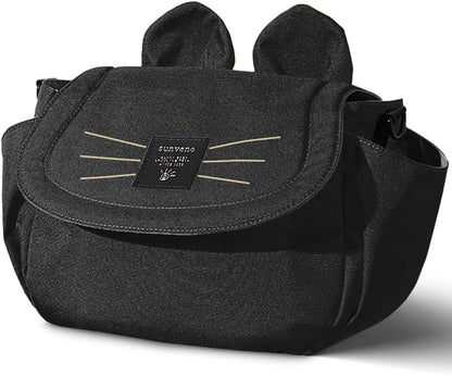 Universal Stroller Organizer Bag with 2 Cup Holders, Cute Kitty Baby Stroller Caddy, Waterproof Storage Organizer with Adjustable Straps, Fits Most Strollers, Prams & Pushchairs