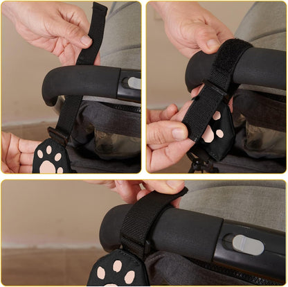 Universal Stroller Organizer Bag with 2 Cup Holders, Cute Kitty Baby Stroller Caddy, Waterproof Storage Organizer with Adjustable Straps, Fits Most Strollers, Prams & Pushchairs