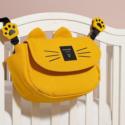 Universal Stroller Organizer Bag with 2 Cup Holders, Cute Kitty Baby Stroller Caddy, Waterproof Storage Organizer with Adjustable Straps, Fits Most Strollers, Prams & Pushchairs
