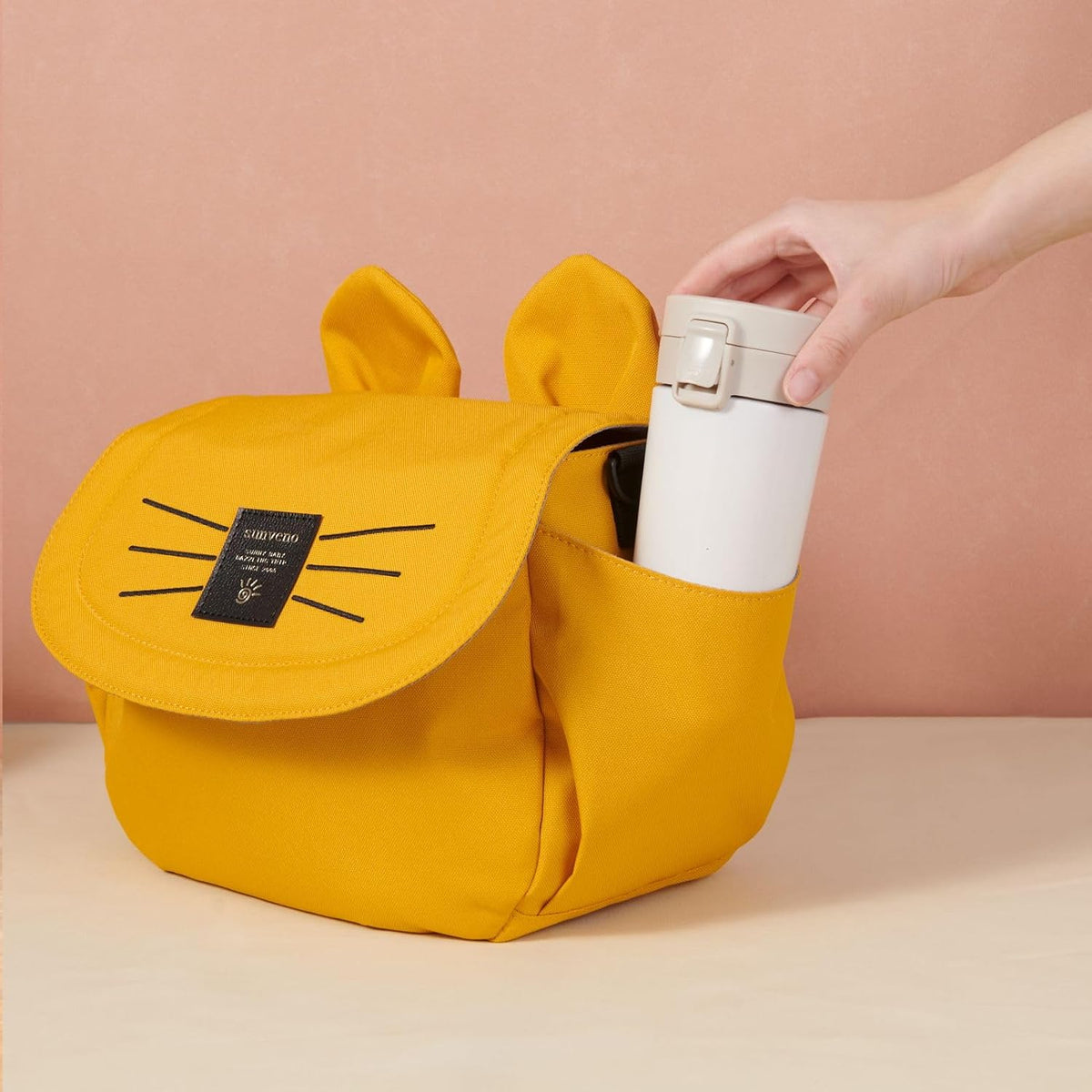 Universal Stroller Organizer Bag with 2 Cup Holders, Cute Kitty Baby Stroller Caddy, Waterproof Storage Organizer with Adjustable Straps, Fits Most Strollers, Prams & Pushchairs