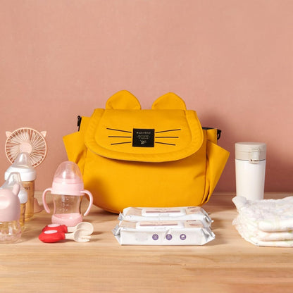 Universal Stroller Organizer Bag with 2 Cup Holders, Cute Kitty Baby Stroller Caddy, Waterproof Storage Organizer with Adjustable Straps, Fits Most Strollers, Prams & Pushchairs
