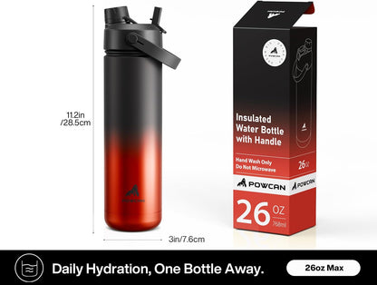 26 oz Insulated Water Bottle with 2-in-1 Straw and Spout Lid, Keep Cold 24H, Leak-Proof, Fits in Car Cup Holder, Stainless Steel Water Bottle for Sports, Gym, Travel, and School (Mousse) - Colors A