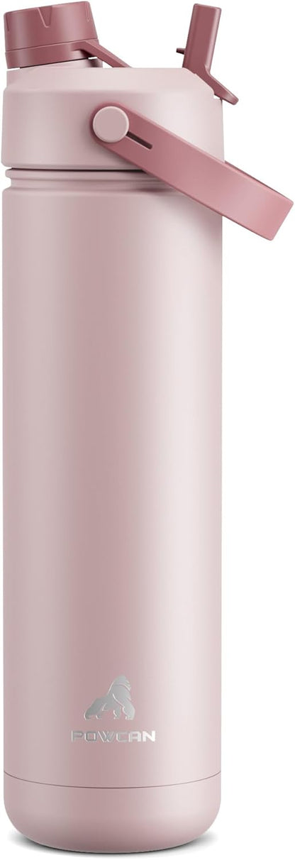 26 oz Insulated Water Bottle with 2-in-1 Straw and Spout Lid, Keep Cold 24H, Leak-Proof, Fits in Car Cup Holder, Stainless Steel Water Bottle for Sports, Gym, Travel, and School (Mousse) - Colors A