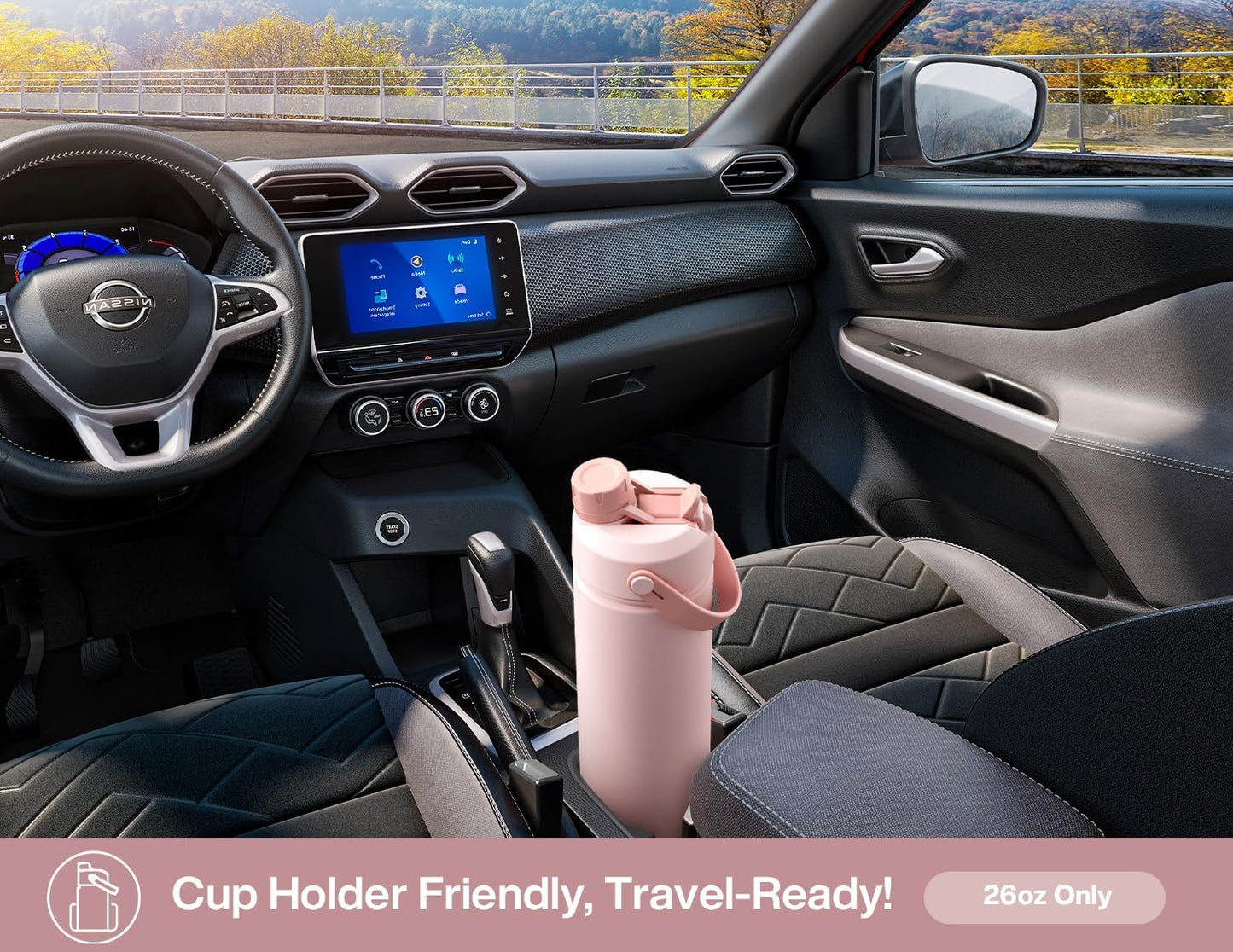 26 oz Insulated Water Bottle with 2-in-1 Straw and Spout Lid, Keep Cold 24H, Leak-Proof, Fits in Car Cup Holder, Stainless Steel Water Bottle for Sports, Gym, Travel, and School (Mousse) - Colors A