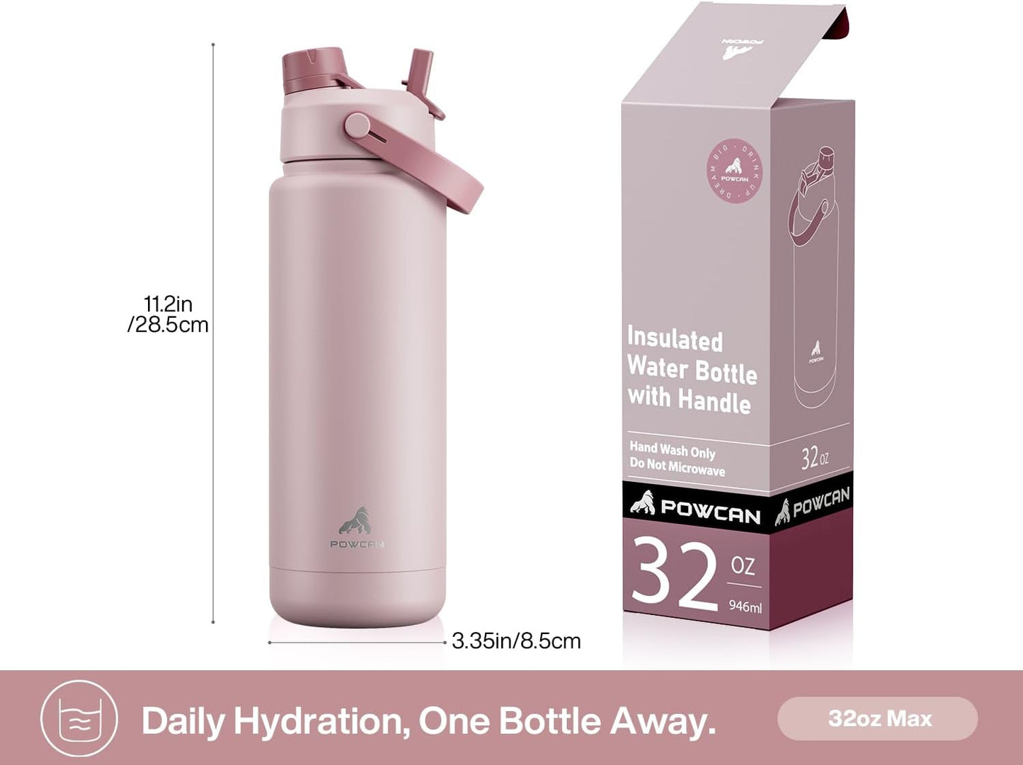 26 oz Insulated Water Bottle with 2-in-1 Straw and Spout Lid, Keep Cold 24H, Leak-Proof, Fits in Car Cup Holder, Stainless Steel Water Bottle for Sports, Gym, Travel, and School (Mousse) - Colors A