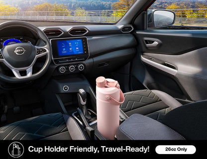 26 oz Insulated Water Bottle with 2-in-1 Straw and Spout Lid, Keep Cold 24H, Leak-Proof, Fits in Car Cup Holder, Stainless Steel Water Bottle for Sports, Gym, Travel, and School (Mousse) - Colors A