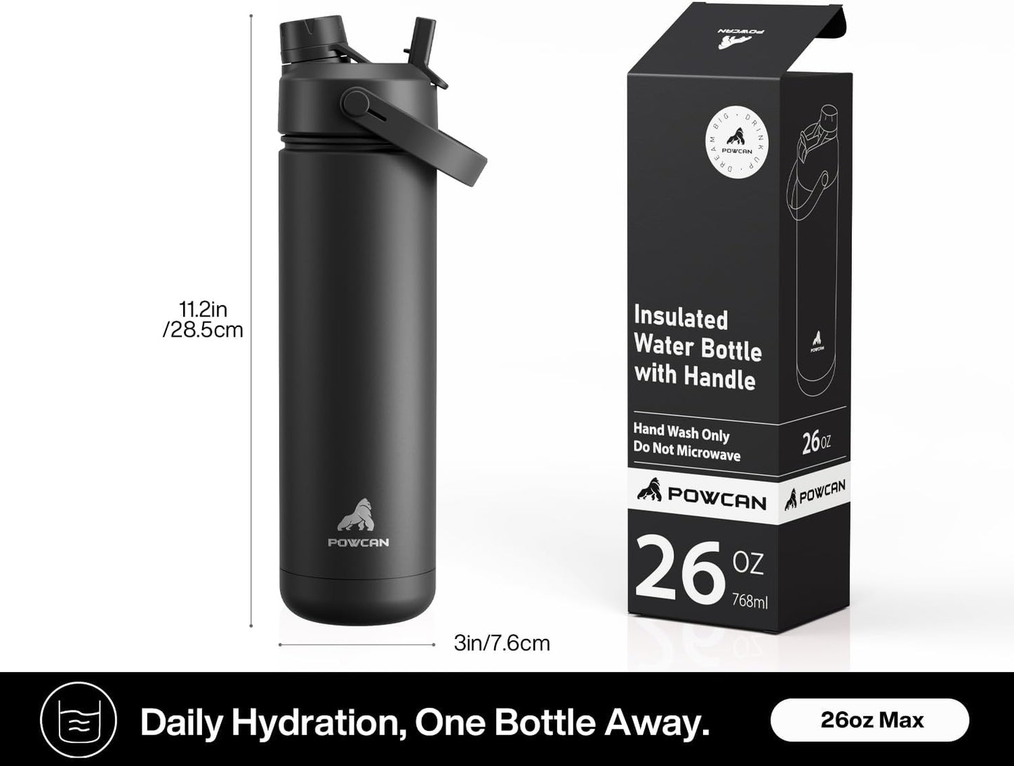 26 oz Insulated Water Bottle with 2-in-1 Straw and Spout Lid, Keep Cold 24H, Leak-Proof, Fits in Car Cup Holder, Stainless Steel Water Bottle for Sports, Gym, Travel, and School (Mousse) - Colors A