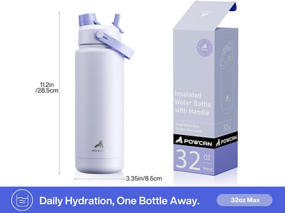 26 oz Insulated Water Bottle with 2-in-1 Straw and Spout Lid, Keep Cold 24H, Leak-Proof, Fits in Car Cup Holder, Stainless Steel Water Bottle for Sports, Gym, Travel, and School (Mousse) - Colors A