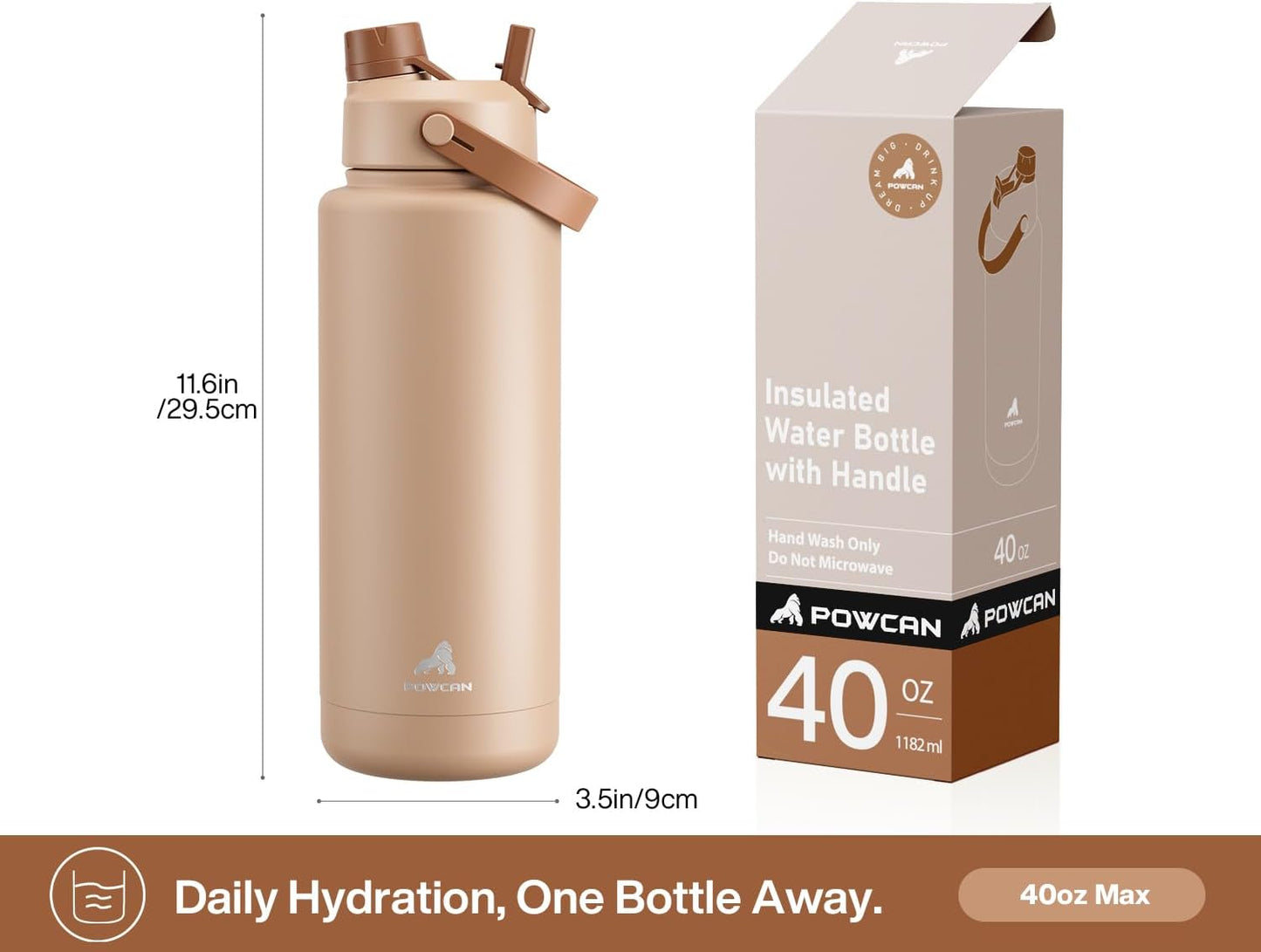 26 oz Insulated Water Bottle with 2-in-1 Straw and Spout Lid, Keep Cold 24H, Leak-Proof, Fits in Car Cup Holder, Stainless Steel Water Bottle for Sports, Gym, Travel, and School (Mousse) - Colors A