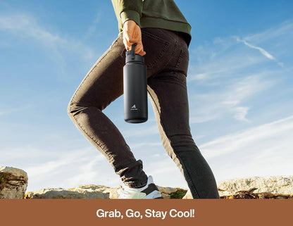 26 oz Insulated Water Bottle with 2-in-1 Straw and Spout Lid, Keep Cold 24H, Leak-Proof, Fits in Car Cup Holder, Stainless Steel Water Bottle for Sports, Gym, Travel, and School (Mousse) - Colors A