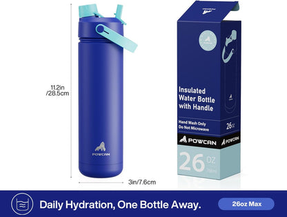 26 oz Insulated Water Bottle with 2-in-1 Straw and Spout Lid, Keep Cold 24H, Leak-Proof, Fits in Car Cup Holder, Stainless Steel Water Bottle for Sports, Gym, Travel, and School (Mousse) - Colors A