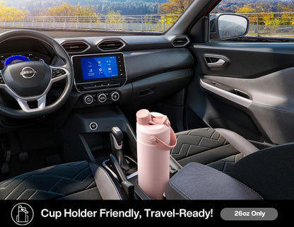 26 oz Insulated Water Bottle with 2-in-1 Straw and Spout Lid, Keep Cold 24H, Leak-Proof, Fits in Car Cup Holder, Stainless Steel Water Bottle for Sports, Gym, Travel, and School (Mousse) - Colors A