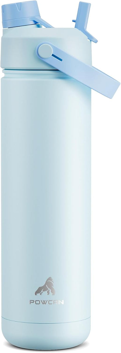 26 oz Insulated Water Bottle with 2-in-1 Straw and Spout Lid, Keep Cold 24H, Leak-Proof, Fits in Car Cup Holder, Stainless Steel Water Bottle for Sports, Gym, Travel, and School (Mousse) - Colors A
